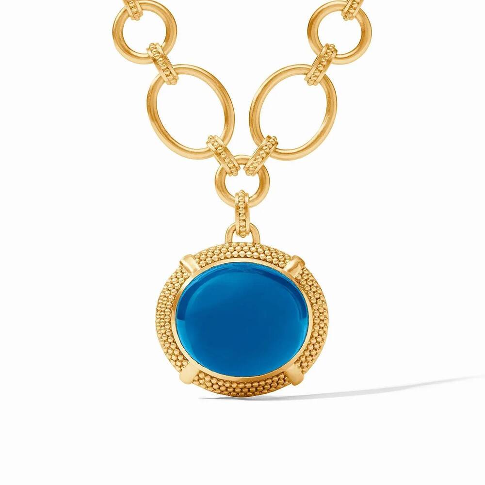 NEW JULIE VOS women's cabochon statement necklace in iridescent london blue